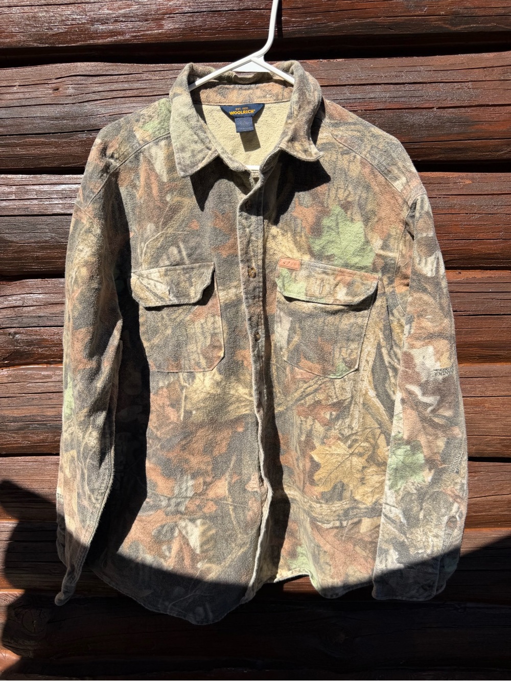 Vintage Woolrich Camo Chamois Shirt Jacket Mens Size XL Advantage Timber Flannel